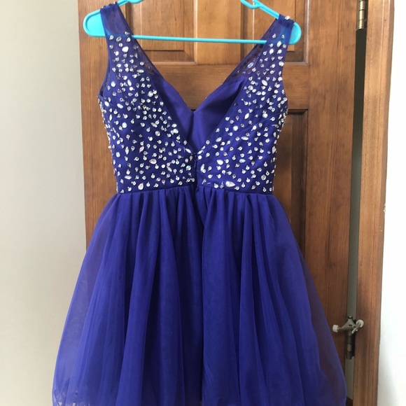 Homecoming / Prom Dress Beaded Dark Purple Silver - Picture 5 of 8